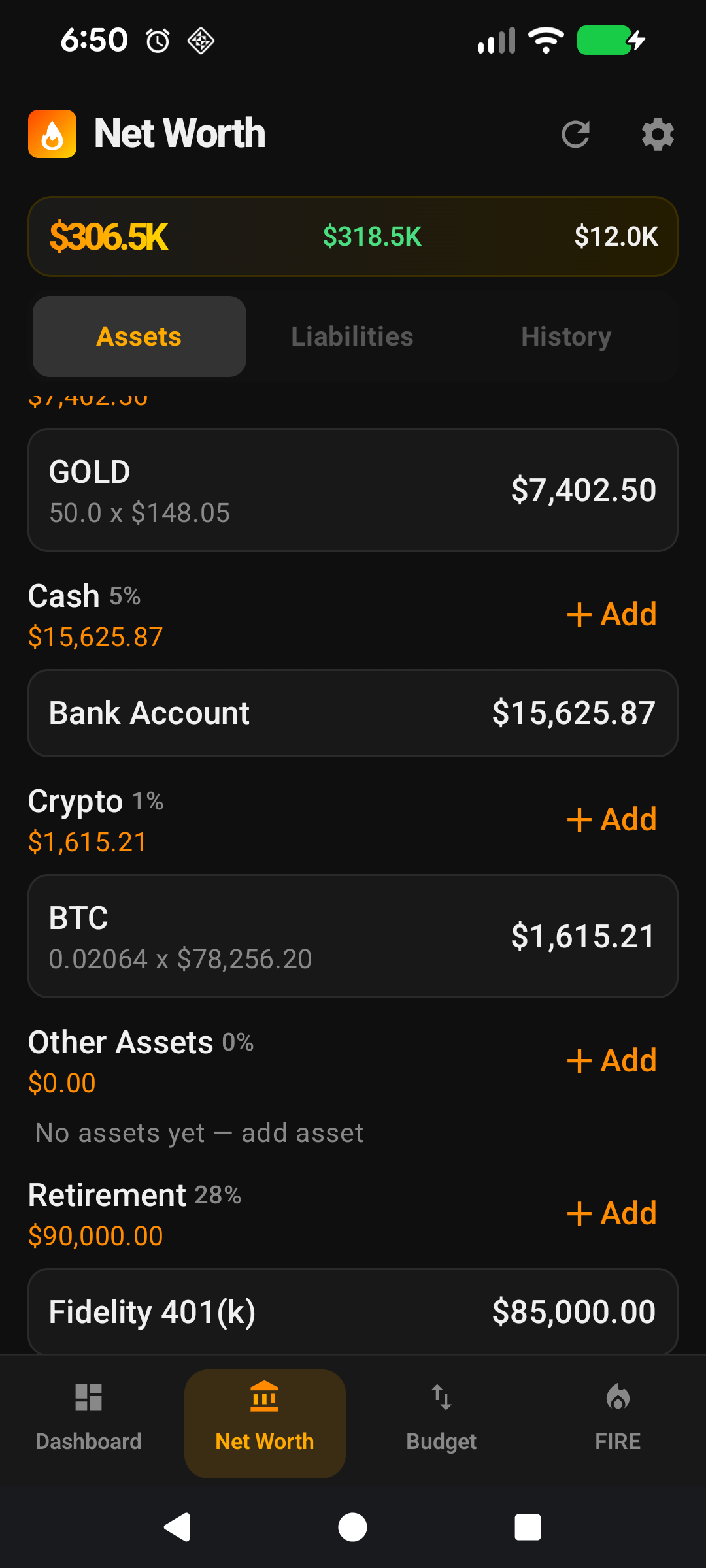Super-held cash ticked into Total Cash via Liquid Cash toggle